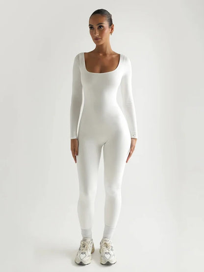 Seamless Flow Long-Sleeved Yoga Jumpsuit