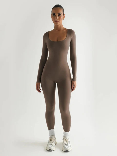 Seamless Flow Long-Sleeved Yoga Jumpsuit