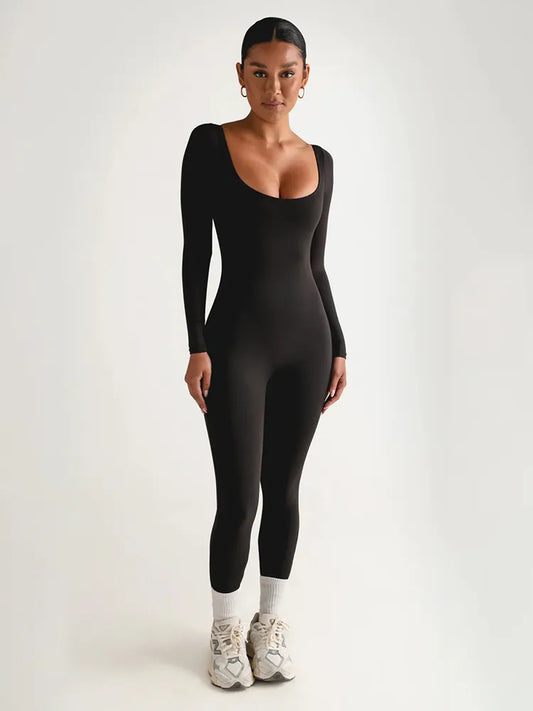 Seamless Flow Long-Sleeved Yoga Jumpsuit