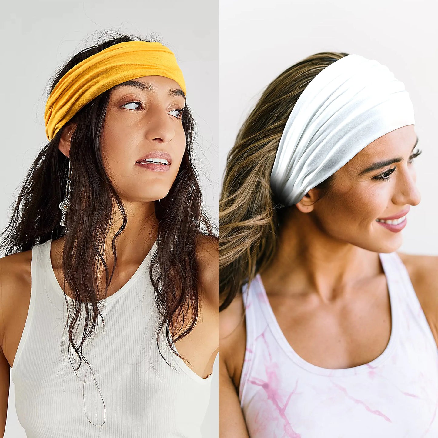 6-Pack Wide Non-Slip Headbands with Hair Ties