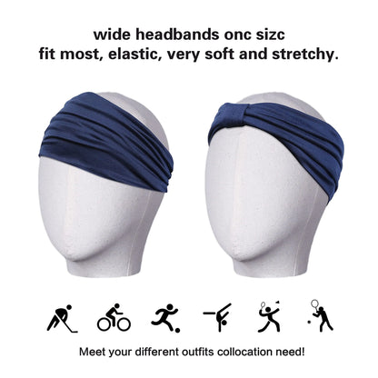 6-Pack Wide Non-Slip Headbands with Hair Ties