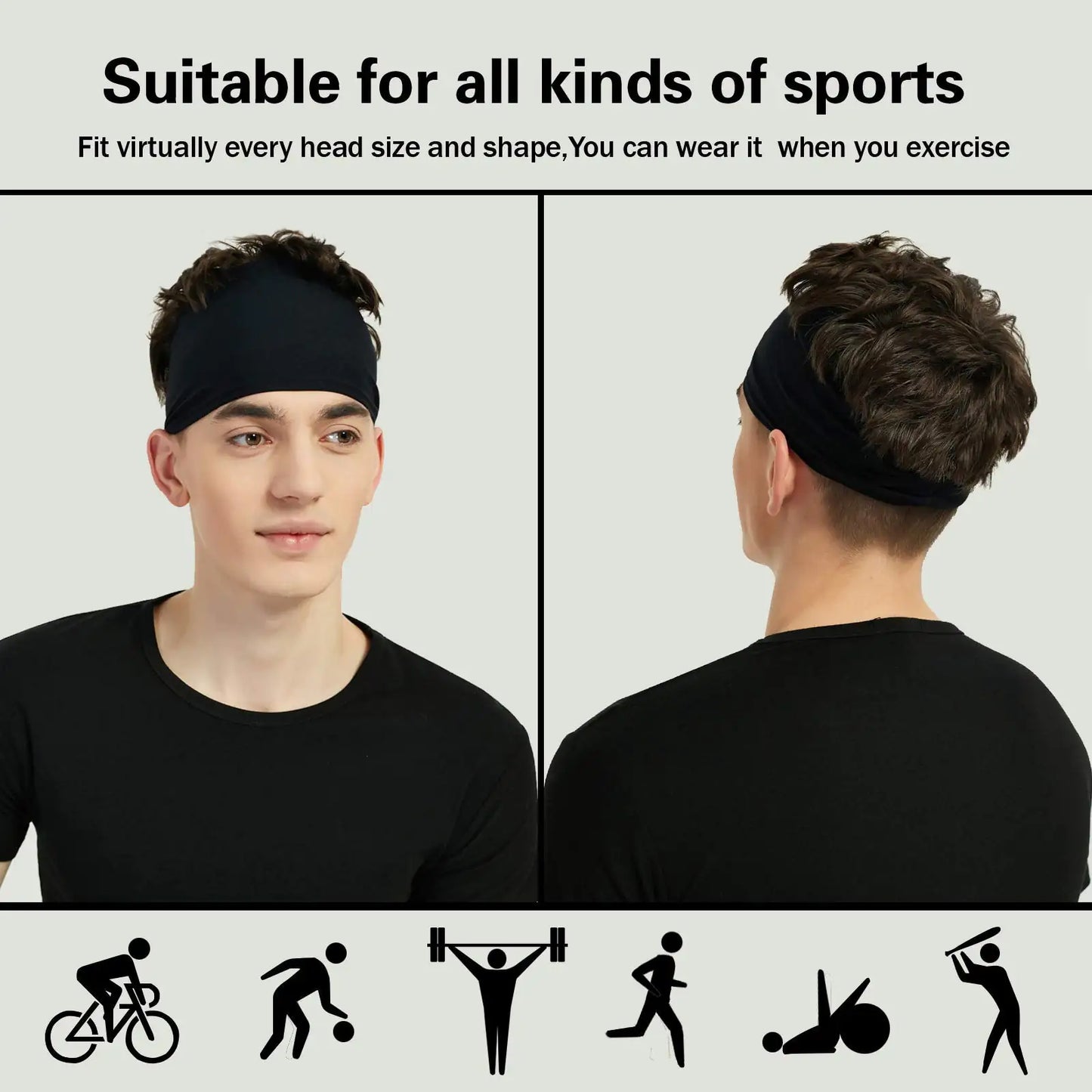 5-Pack Moisture-Wicking Sports Headbands