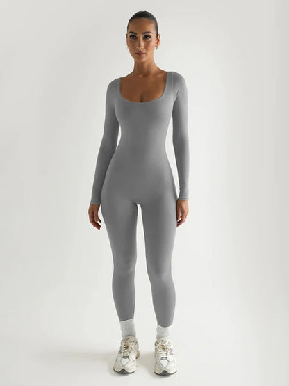 Seamless Flow Long-Sleeved Yoga Jumpsuit