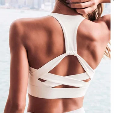 ElevateFit White Push-Up Sports Bra