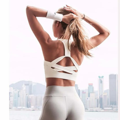 ElevateFit White Push-Up Sports Bra