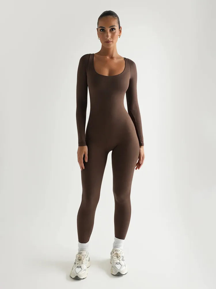 Seamless Flow Long-Sleeved Yoga Jumpsuit